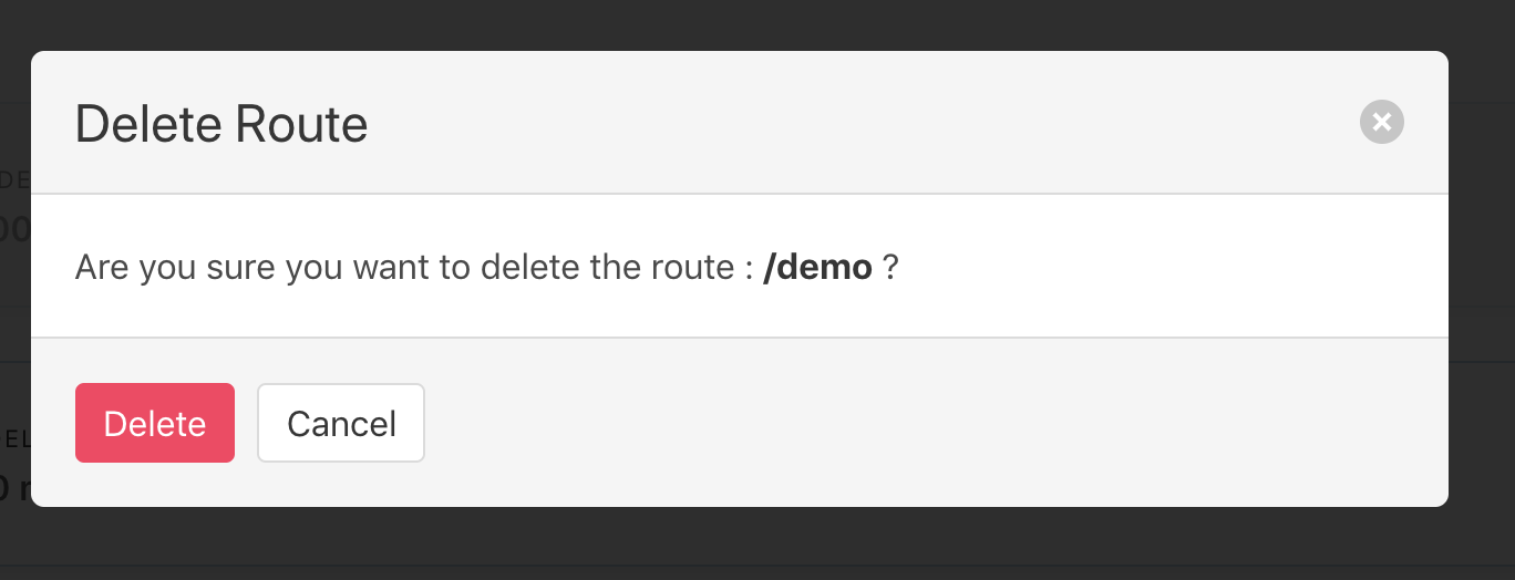 Confirmation on deleting route